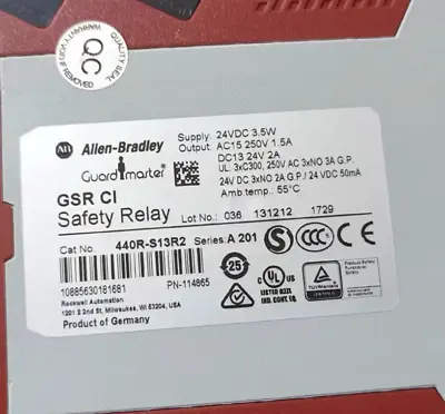 Buy Allen Bradley 440R-S13R2 Guardmaster Single Input Safety Relay SER A USA • 678$