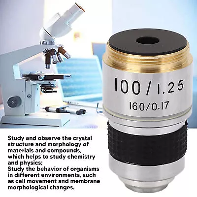 Buy 100X Microscope Objective RMS Size Fall Resistant Professional Objective Lens • 18.21$