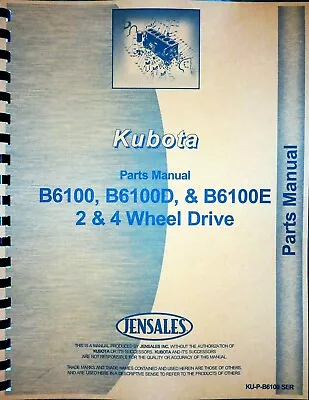 Buy Kubota B6100 D E Tractor Parts Manual Catalog • 40.99$