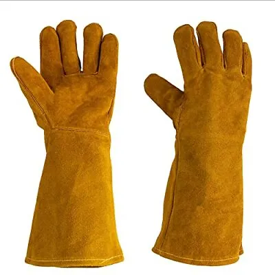 Buy 16  Welding Gloves Heat Resistant Unibody Cow Split Leather BBQ Cooking Pack ... • 31.41$