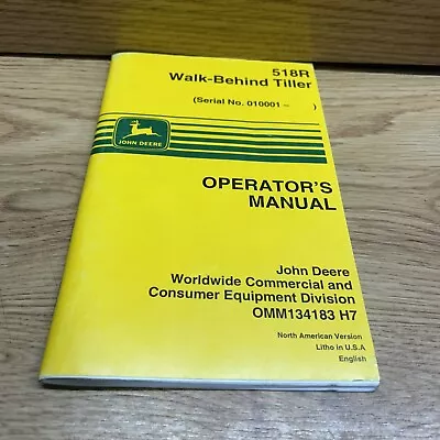Buy John Deere 518R Walk-Behind Tiller S/N 10,001- Owner's Operator's Manual Small • 19.99$