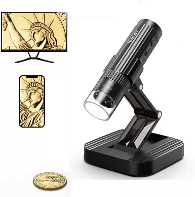 Buy TOMLOV WiFi Coin Microscope Camera Magnifier With Stand For IPhone IPad Used • 19.99$