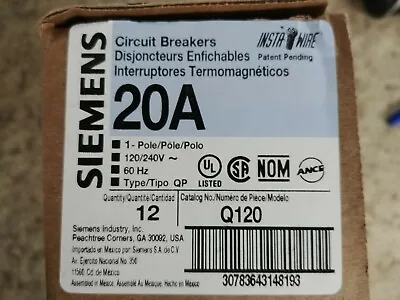 Buy LOT Of 12 SIEMENS Q120 20-Amp Single Pole Type QP Circuit Breakers • 57.97$