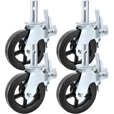 Buy 4PCS Scaffolding Caster 8  X 2  Black Wheels W/ Locking Brakes 1-3/8  4400LBS • 68.99$