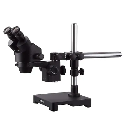 Buy Amscope 7X-45X Stereo Zoom Binocular Microscope W Single Arm Boom Stand - Black • 525.99$
