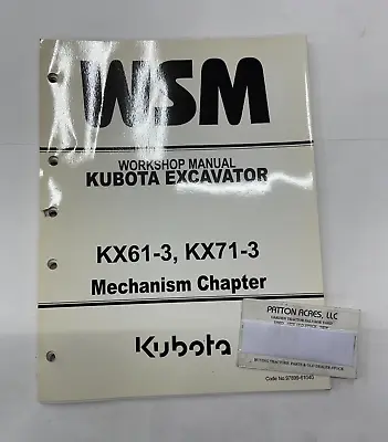 Buy Work Shop Manual For Kubota Excavator Models KX61-3 KX71-3 Mechanism Chapter • 40$