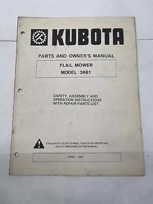 Buy Kubota Parts And Owner's Manual For Flail Mower Model 3661 • 10$
