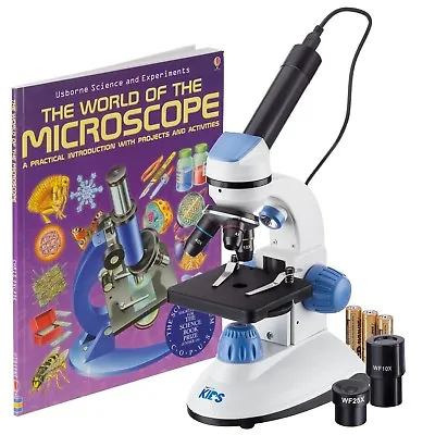 Buy AMSCOPE-KIDS Dual Illumination Portable Microscope Kit + Digital Camera + Book • 138.99$