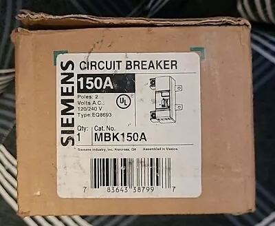 Buy Siemens MBK150A 150 Amp Main Breaker, TYPE EQ8693 • 60$