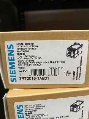 Buy Siemens 3RT2016-AB01 3 Pole, 9 Amps, 24VAC Coil, IEC Rated Contactors • 40$