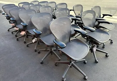 Buy 50  Remastered HERMAN MILLER AERON CHAIR SIZE B FULLY Loaded. Local Delivery OK • 650$