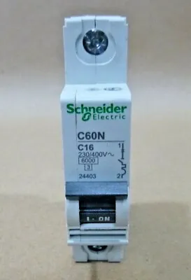 Buy Schneider Electric C60N Circuit Breaker 16 Amp 1 Pole C Curve 230/400 Volt 24403 • 16.95$