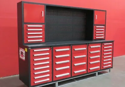 Buy 10FT 40 Drawers 2 Storage Cabinet With Work Bench Steelman Free Shipping • 5,960$