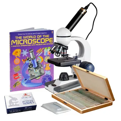 Buy AmScope 40X-1000X Portable Student Compound LED Microscope Kit + Camera + Slides • 223.99$