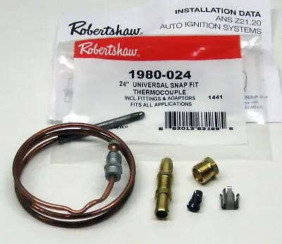 Buy Robertshaw Thermocouple 24  1980-024 Snap Fit Universal (51-1453) • 12.02$