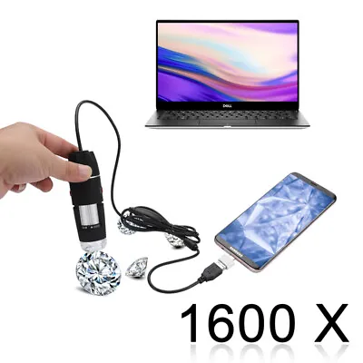 Buy 3 In 1 8LED 1600X USB Digital Microscope Magnifier 1080P Camera For Android IOS • 25.29$
