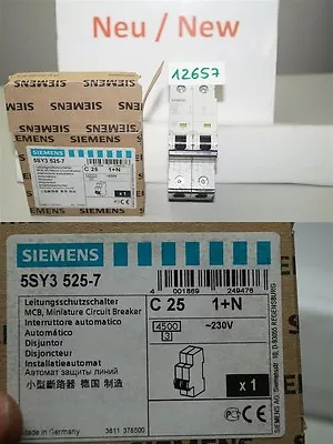 Buy Siemens C 25, 5SY3525-7 Circuit Breaker 25A, C25 230v 1POL • 35.31$