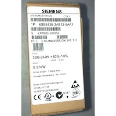 Buy New Siemens 6SE6420-2AB12-5AA1 6SE64202AB125AA1 MICROMASTER420 Without Filter • 395.09$
