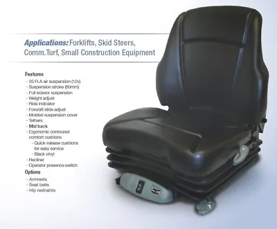 Buy Air Suspension Seat For John Deere Mower Z225,Z245,Z425,Z445,Z465,Z510A,Z520A • 1,095$