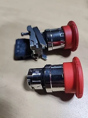 Buy Schneider Elecgric Red Push Button E Stop Lot Of 2 W/ Contact And Base • 30$