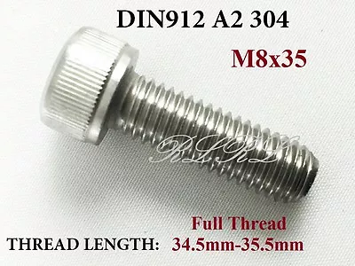 Buy 10pcs DIN912 M8x35 A2 304 Stainless Steel Allen Bolt Hex Socket Head Cap Screw • 17$
