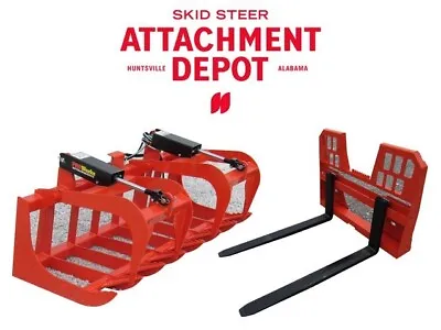 Buy 66  Root Grapple Bucket And 48 Long Walk Through Pallet Forks Combo Quick Attach • 2,224.99$