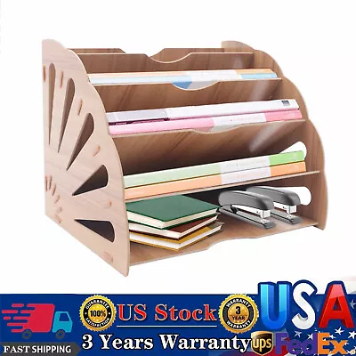 Buy Wood Fan-Shaped File Folder Paper Organizer Desktop Home Collector Rack US • 19.95$