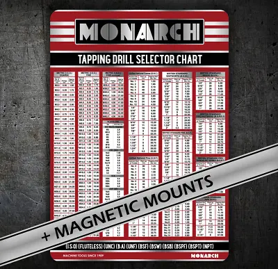 Buy Monarch Lathe Drill Size Chart #089 Card, Various Threads, Taps • 8.99$