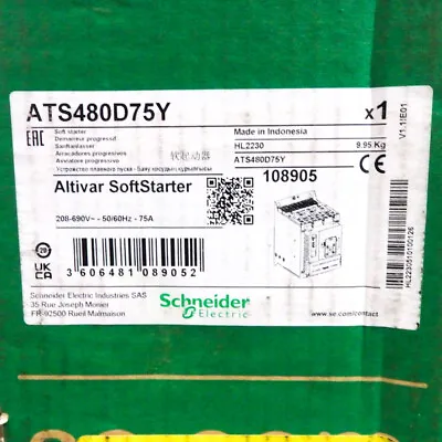 Buy Schneider Electric Alvitar Soft Starter 208-690V 50/60Hz 75A ATS480D75Y • 1,500$