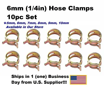 Buy ID 1/4  6mm Spring Clip,Vacuum,Fuel,Oil,Air Hose Line Band Clamp,Low Press 10pc  • 2.99$