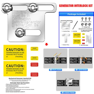 Buy Generator Interlock Kit For Siemens Or Murry Or ITE Sub 100 200 Amp Panel • 39.99$