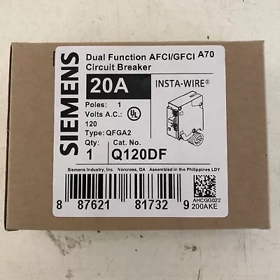 Buy Siemens Q120DFP 20A Dual Function AFCI/GFCI Breaker - Black • 35.99$