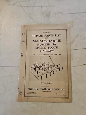 Buy Vintage 1944 Massey-Harris 15A Spring Tooth Harrow Repair Parts List • 13.95$