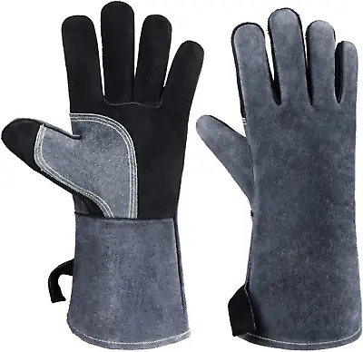 Buy 932°F Fireproof Heat Resistant Gloves Fire Pit Wood Stove For Blacksmith Tools • 32.41$