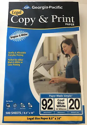 Buy Georgia Pacific Copy & Print 8.5”+14” Legal Paper 500 Sheet 20 Weight 92 Bright • 24$