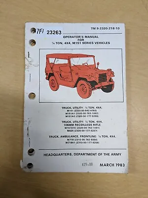 Buy US ARMY Vintage 1/4-Ton 4x4 Truck Operators Manual • 29.29$