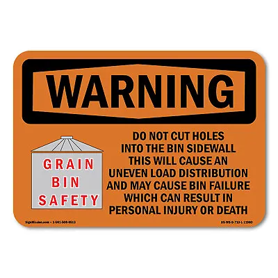 Buy Grain Bin Silo Safety ANSI Warning Sign Metal Plastic Decal • 9.99$