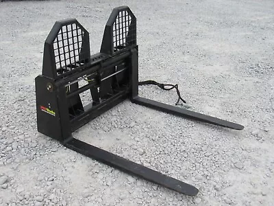 Buy 48″ Hydraulic Sliding Walk Through Pallet Fork Set Skid Steer Quick Attach • 1,824.99$