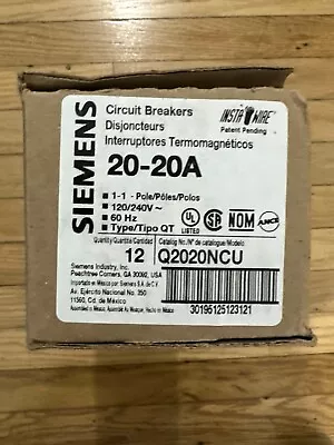 Buy 12 X Q2020NCU (Box Of 12,) - Siemens 20 Amp Tandem Breaker New In BOX • 225$