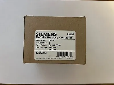 Buy Genuine Siemens 42DF35AJ Definite Purpose Contactor 3-Pole 50 Amp 24VDC Coil • 70$