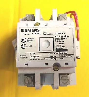 Buy New Siemens CLM0D02120 60 Amp AC Lighting Contactor CLMDCK04 CLM0D02 CLMDCK02 • 325$