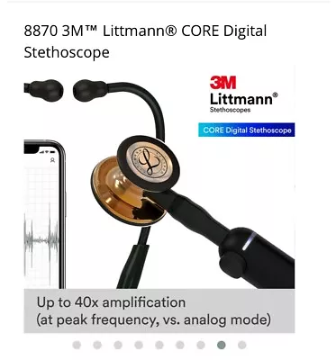 Buy 3M™ Littmann® CORE Digital Stethoscope, 8870, High Polish Copper Chestpiece, 27” • 265$