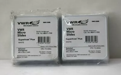 Buy Lot Of 2 VWR Superfrost Plus Precleaned White Microscope Slides 25x75x1 72 • 24.99$