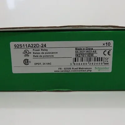 Buy Schneider Electric 24VAC DPDT 8-Pin Power Relay 92S11A22D-24 • 9.99$