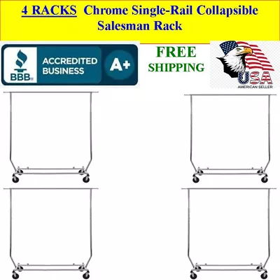 Buy 4 RACKS Chrome Single-Rail Collapsible Salesman, Show, Clothing Rack • 435.80$