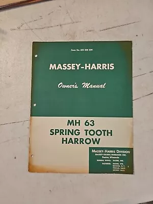 Buy Vintage 1955 Massey Harris 63 Spring Tooth Harrow Owner's Manual  • 14.95$
