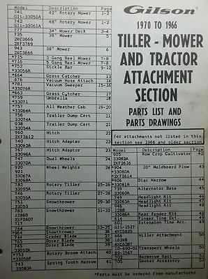 Buy Gilson Wards Garden Tiller Mower Tractor Attachment 1957-1970 Parts (2 Manuals) • 79.95$