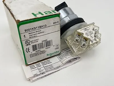 Buy Schneider Electric 9001KS11BH13 2 Position Selector Switch Type K, 30mm, Black • 75$
