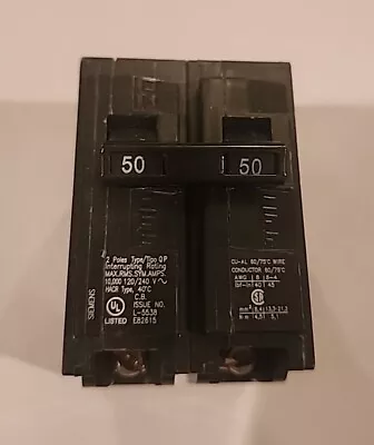 Buy Siemens Miniature Circuit Breaker 2 Pole 50A 120-240V AC 60Hz Q250 • 8.88$