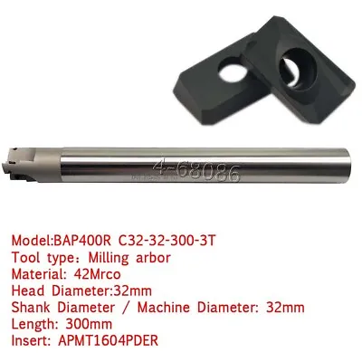 Buy Indexable End Milling Tools Holder 400R C32-32-300 + APMT1604PDER Carbide Insert • 40$